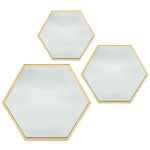Set de 3 espejos de pared hexagonal