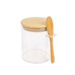 Contenedor De Vidrio Con Tapa De Bambu 10X10 Cm