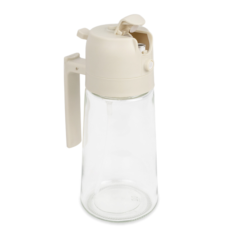 Aceitera De Vidrio Con Tapa Blanca De Plastico 17X6.5 Cm