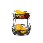 Frutero 2 Niveles 30 Cm De Metal En Negro