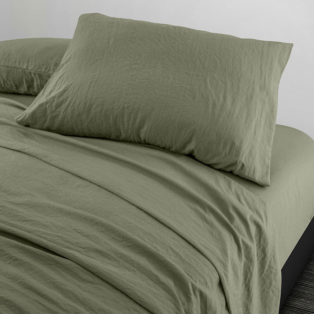 Juego De Sabana Clark Verde Queen Size Microfibra